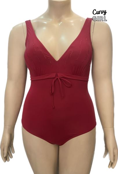 Picture of PLUS SIZE WINE TUMMY CONTROL SWIM SUIT